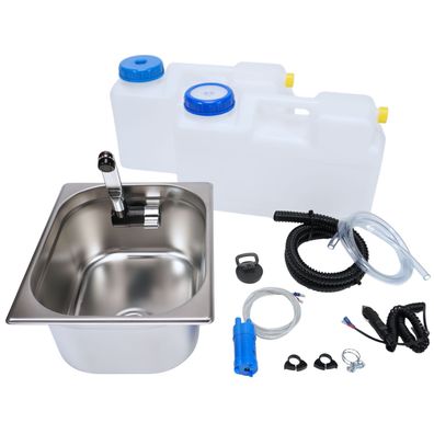 12V Camping Spüle Bausatz mit 12L Kanister Spülbecken Waschbecken Set Comet