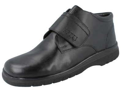 LONGO Herren Klettschuhe mit Lammfell schwarz Leder