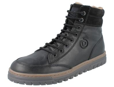 Bugatti Herren Retrostiefel gefüttert schwarz Glattleder