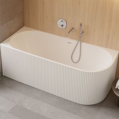 ECOLAM freistehende Badewanne Halb-Freistehend 150x75cm links Wandbadewanne Denaya