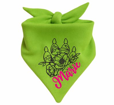 Dreieck Hundehalstuch personalisiert mit Namen und dem Design Floralpfote mit Kralle