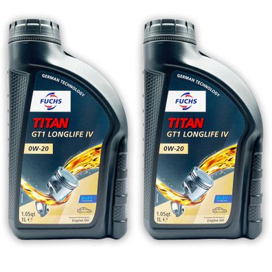 2 L Fuchs Titan Longlife IV 0W-20 | Porsche C20 | VW 508 00/509 00 | Motoröl