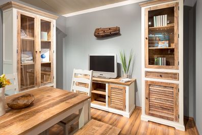 Garderobenbank 120x47cm 'Nizza' Mango weiß natur