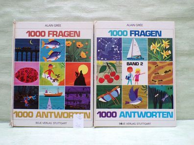 2x Alain Gree 1000 Fragen Antworten Boje 70er Jahre Jahreszeiten Bäume...& Band 2