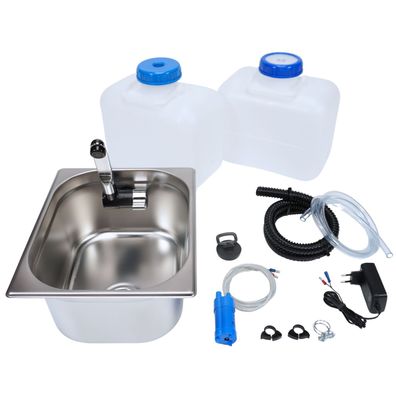 230V Camping Spüle Bausatz mit 10L Kanister Spülbecken Waschbecken Set Wohnmobil