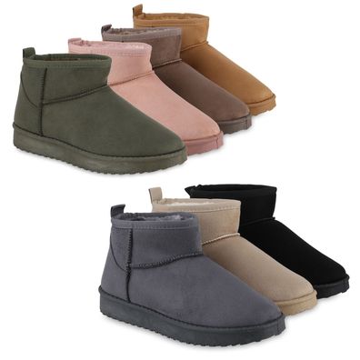 VAN HILL Damen Warm Gefütterte Winter Boots Bequeme Profil-Sohle Schuhe 840658