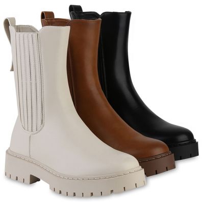 VAN HILL Damen Leicht Gefütterte Klassische Stiefel Plateau Vorne Schuhe 840740