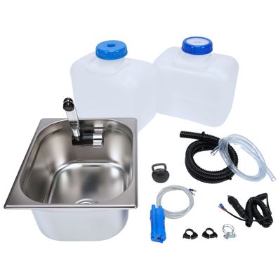 12V Camping Spüle Bausatz mit 10L Kanister Spülbecken Waschbecken Set Wohnmobil