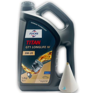 5 L Fuchs Titan Longlife IV 0W-20 | Porsche C20 | VW 508 00/509 00 | Motoröl
