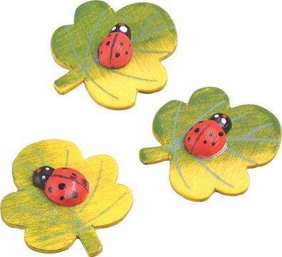 KNORR prandell 218002444 Dekostreu Blumen "Ahornblatt mit Marienkäfer" 3,5 cm grün, g