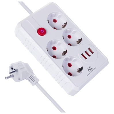 Steckdosenleiste 4 Steckdosen 2500W 3xUSB weiß 1,5m MCE392 W Maclean