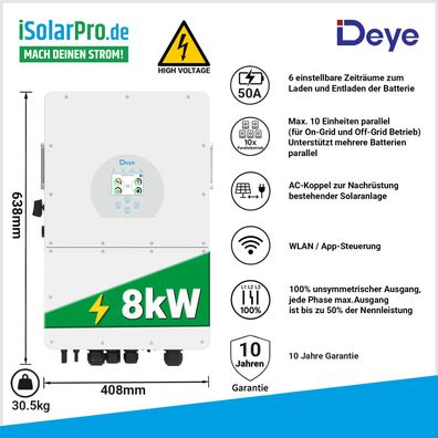8kW Hybrid-Wechselrichter Deye SUN-8K-SG01HP3-EU-AM2