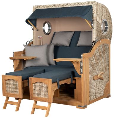 Strandkorbset - bene living - Ammersee 2,5-Sitzer Teak - PE shell - Modell 593