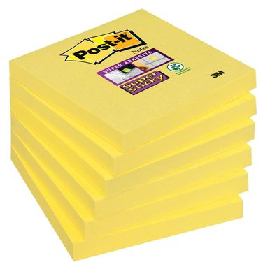 Post-it® 654-S6 Super Sticky Narz. gelb 6x90Bl