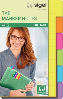 SIGEL HN205 Haftnotizblock - 98 x 148 mm, 6 Registertab, 42 Blatt