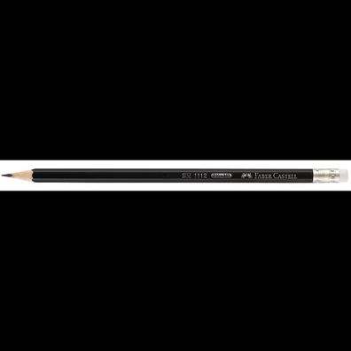 FABER-CASTELL 111200 Bleistifte HB schwarz mit Radierer, 12 St