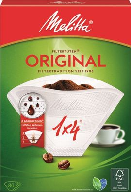 Melitta® 374293 Kaffeefilter 1x4 - Aromapor 80 Stück, weiß
