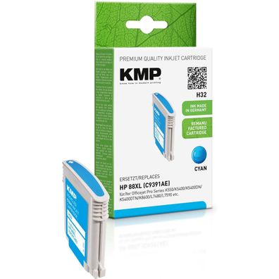 KMP 1704,4913 H32 Tintenpatrone cyan komp. mit HP C 9391 AE Nr. 88 XL