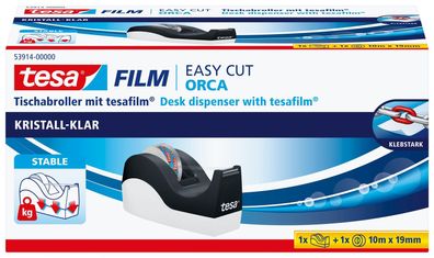 tesa® 53914-00000-00 Tischabroller Easy Cut® Orca - für Rollen bis 33m : 19mm, schwar