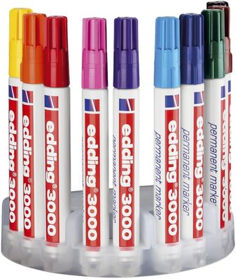 Edding 3000-10S1 3000 Permanentmarker - nachfüllbar, 1,5 - 3 mm, Box mit 10 Farben