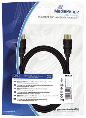 MediaRange MRCS210 HDMI-Kabel High Speed - mit Ethernet, vergoldete Kontakte, 10,2 Gb