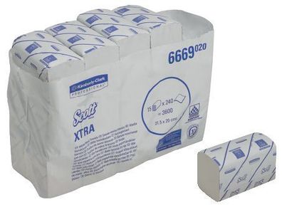 Scott® 6669 Falthandtuch - 1-lagig, weiß, 20 x 31,5 cm, 3.600 Tücher