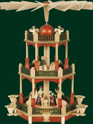 Tischpyramide Christi Geburt 2 stöckig bunt Höhe= 39cm NEU Holzpyramide Tischdeko