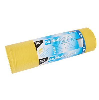 PapStar 10051 Müllsäcke - 120 L, LDPE, gelb, 50 Stück
