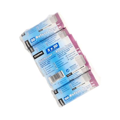 Starpak 12086 Kosmetik-Müllbeutel - 5 L, LDPE, weiß, 5x 20 Stück
