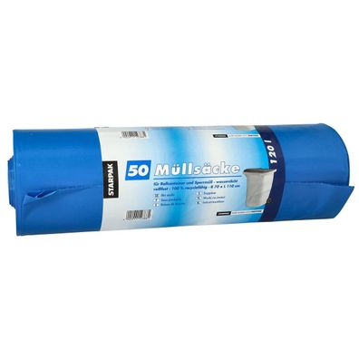 Starpak 12388 Müllsäcke - 120 L, LDPE, blau, 50 Stück