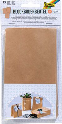 folia 41110 folia Papiertüten mit Blockboden, 100 x 55 x 175 mm, natur