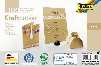 folia 691/5/98 folia Kraftpapier, 120 g/qm, DIN A5, 100 Blatt