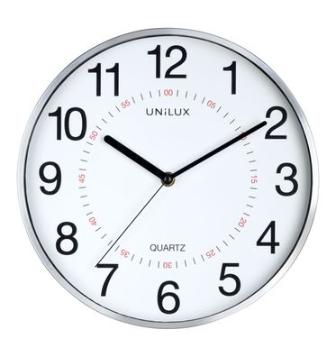 UNiLUX 400094280 Wanduhr ARIA - Ø 28,5 cm, leises Quarzuhrwerk, metallgrau