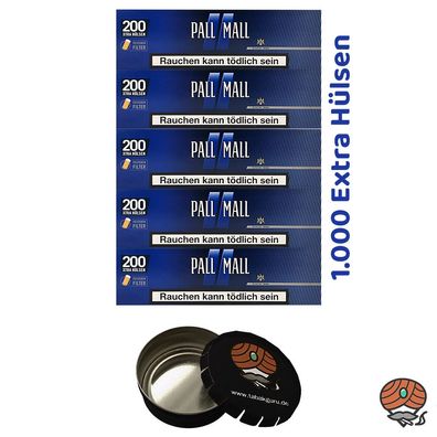 5 Pack Pall Mall Blue Xtra Filterhülsen + Taschenascher