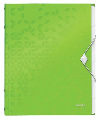 LEITZ 4633-00-54 LEITZ Ordnungsmappe WOW, DIN A4, PP, 6 Fächer, grün-metallic