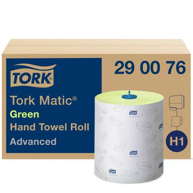Tork® 290076 Matic® Rollenhandtuch für System H1 - 6 Rollen 21 cm x 150 m, grün, 2-la
