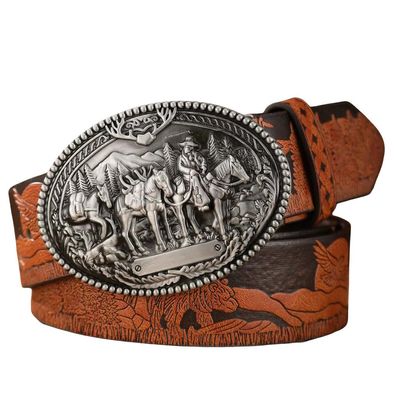 Rustikaler Western - Gürtel mit Cowboy Gürtelschnalle Wild West Buckle