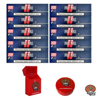 10 Pack Pall Mall Red Xtra Filterhülsen + Taschenascher und Box