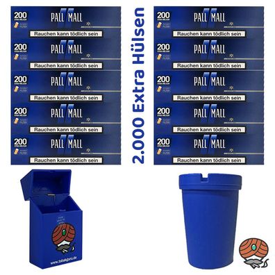10 Pack Pall Mall Blue Xtra Filterhülsen + Autoaschenbecher + Zubehörartikel