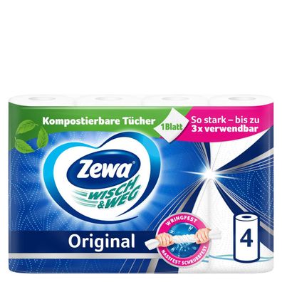 4 Zewa Küchenrollen WISCH&WEG Original 2-lagig