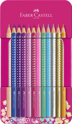 Faber-Castell 201737 Dreikant-Buntstifte GRIP Sparkle, 12er Etui