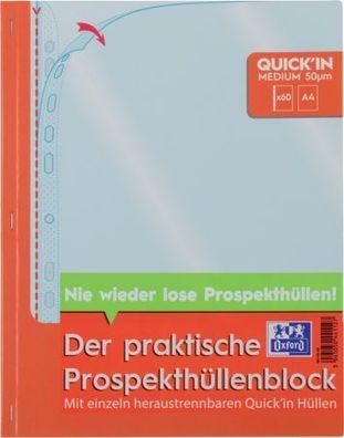 Oxford 400143153 Prospekthüllenblock Economy Quick´In A4, PP, 0,05mm, glasklar, blend