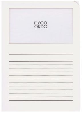 Elco 7369510 Sichtmappen Ordo classico - weiß, 120g, 10 Stück, Sichtfenster und Linie