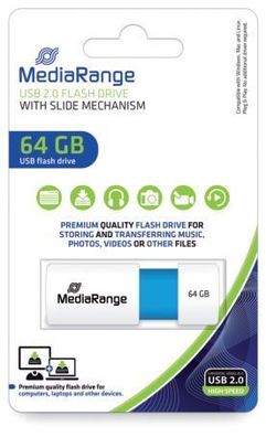 MediaRange MR974 USB Stick 2.0 - 64 GB, Color Edition, hellblau