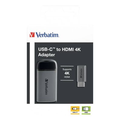Verbatim VER49143 USB-C auf HDMI 4K Adapter - Für den Anschluss von Laptops, MacBooks