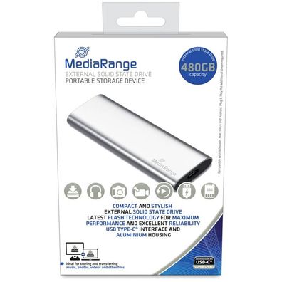 MediaRange MR1102 externes USB Type-C® Laufwerk SSD - 480 GB, silber