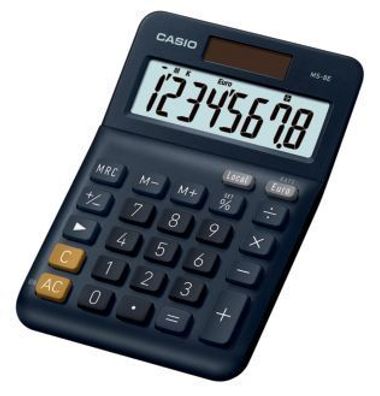 Casio® MS-8E Tischrechner MS-8E - Solar-/Batteriebetrieb, 8stellig, LC-Display, silbe