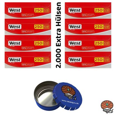 2000 West Red / Rot Extra Filterhülsen + Aschenbecher