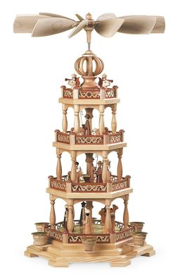 Tischpyramide Heilige Geschichte mit Engel 3-stöckig natur (LxBxH):33x29x55cm