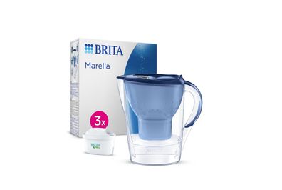 BRITA Marella Cool Wasserfilterkanne 2,4L + 3 Maxtra Pro All-in-1 Wasserfilter blau